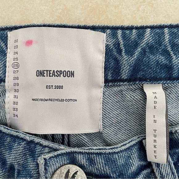 New! One teaspoon Blue Truckers Mid Waist Straight Leg Denim Jeans 37694 - Picture 9 of 14